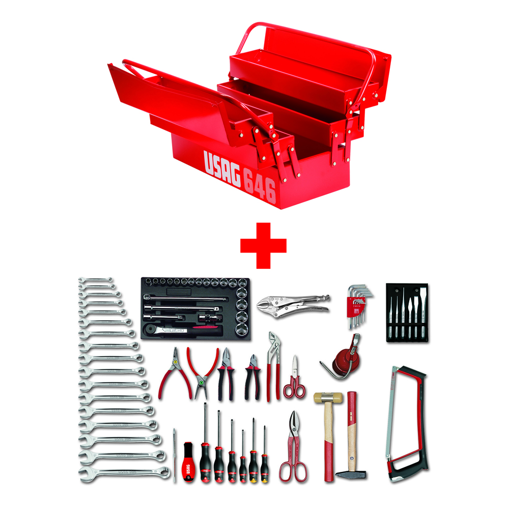 Werkzeug-Koffer U646/5 voll mit 73 Werkzeugen,460x210x220mm