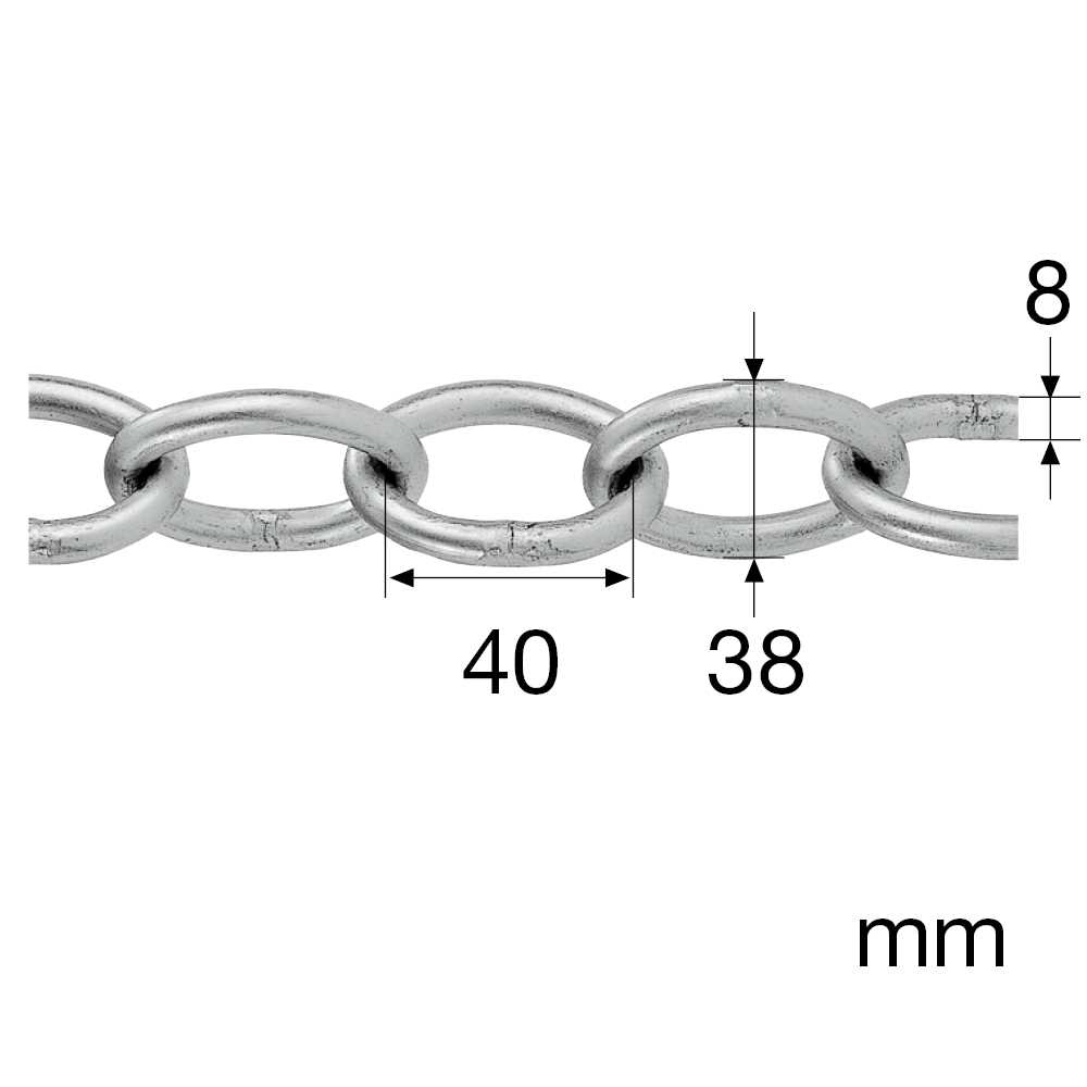 Werksnormkette - oval 8mm/verzinkt 15m/Bund