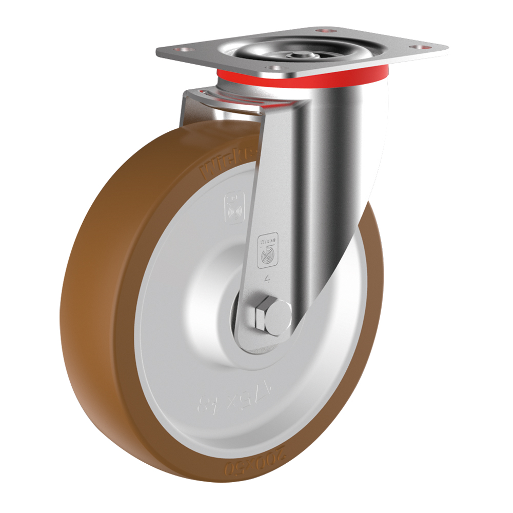 Lenkrolle Polyurethan Ø 200x48mm Tragkraft=400kg, Polyamid-Felge