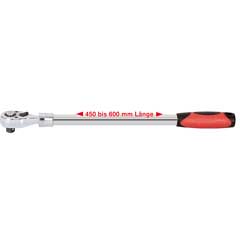 Teleskop-Umschaltratsche 1/2" li+re Feinstzahn 72Z,450-600mm lang