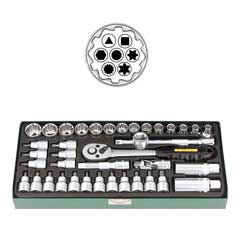 Stecknusskassette 3/8",39-teilig,6-19mm 12-Kant,+Zoll+Tx+XZN+Ribe,CrV,Metallbox
