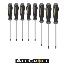 Kugelkopf-Schrauber-Satz 8-teilig CrMoVa,mattverchromt,Spitze brüniert