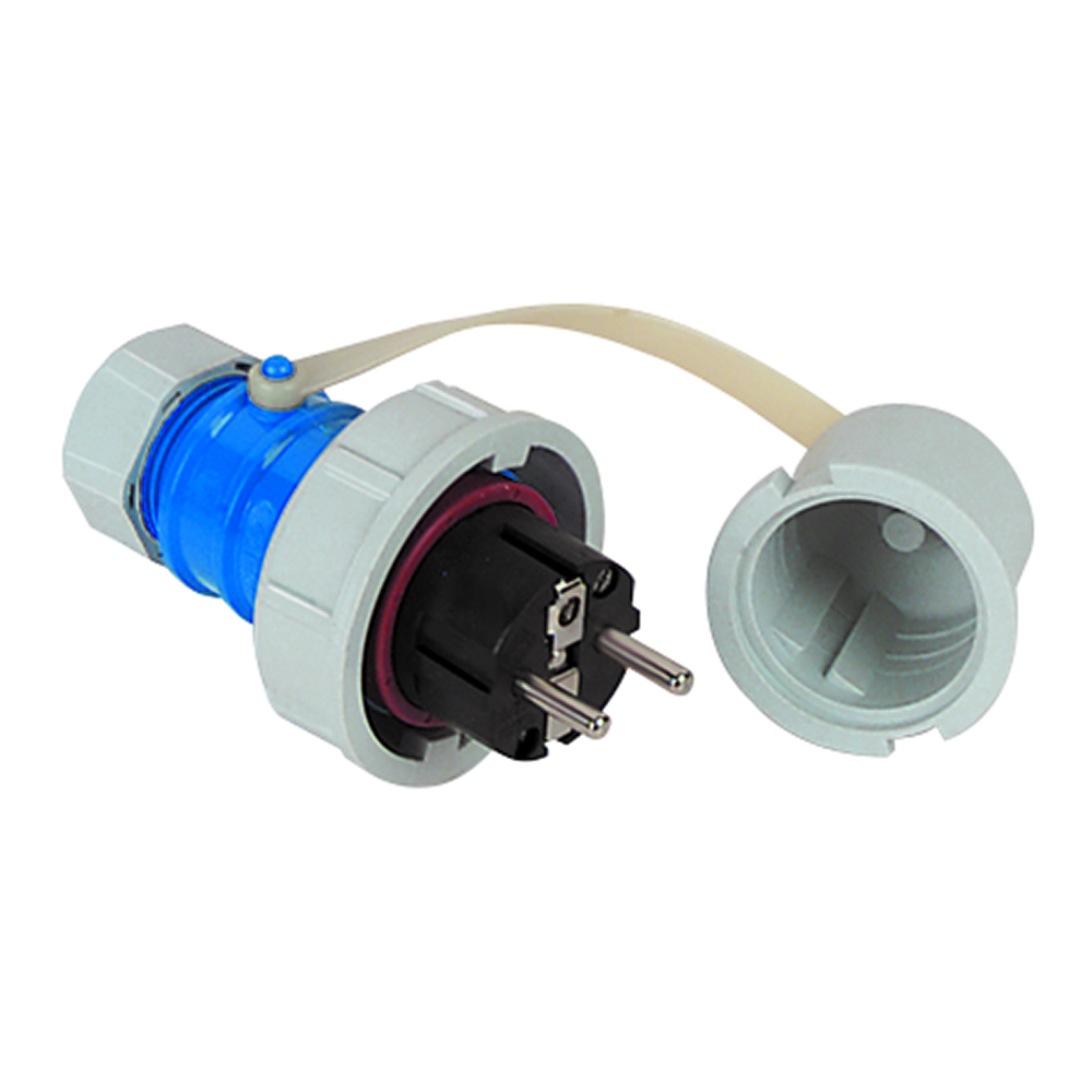 Schutzkontaktstecker 230V/16A/IP68 2-polig+Erde
