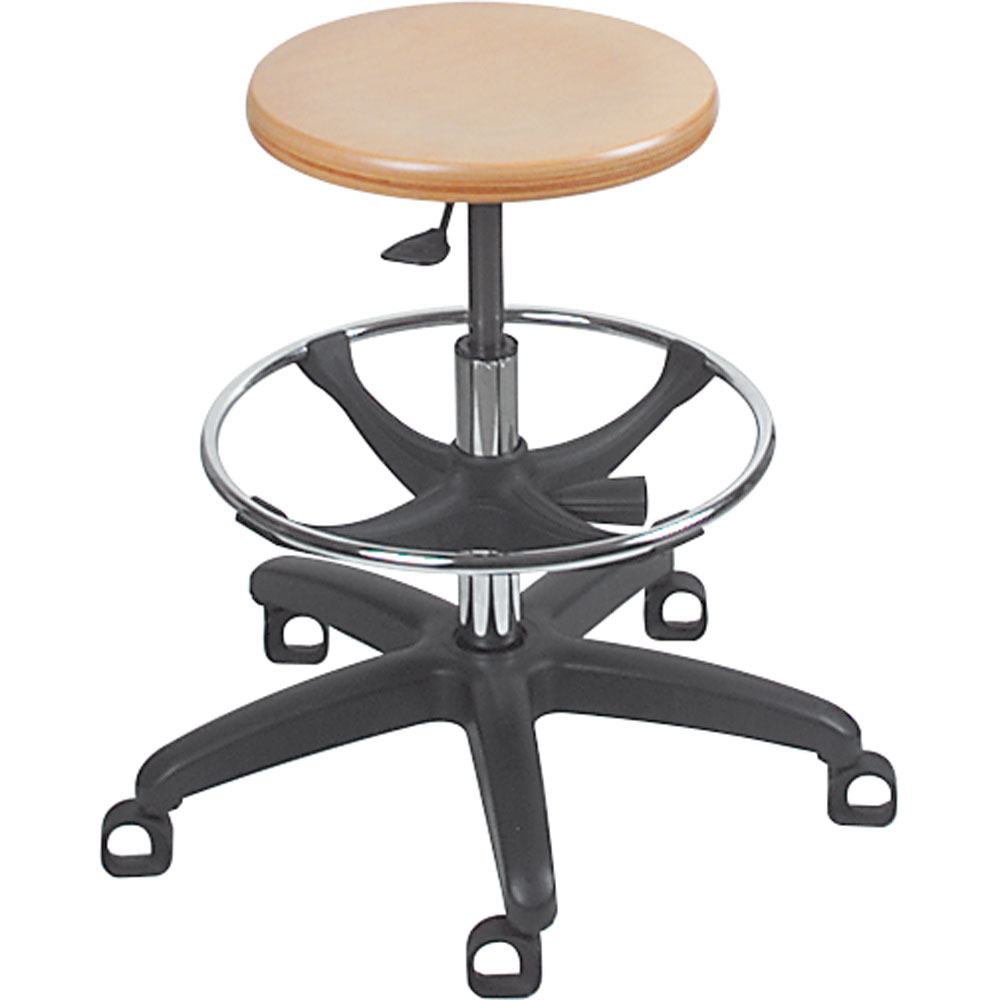 Arbeits-Dreh-Hocker 54-79 cm,stufenlos verstellbar mit Buchenplatte