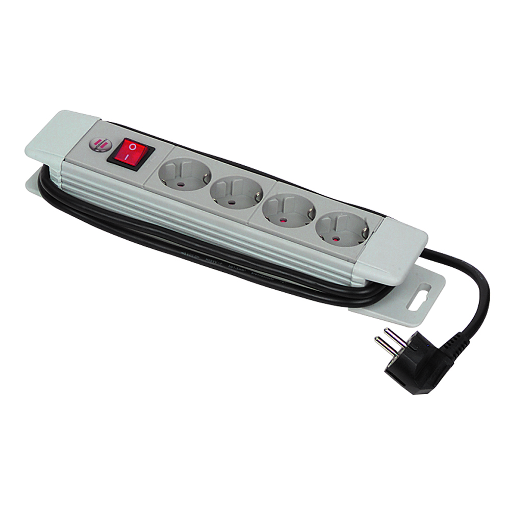 Steckdosenl. 4x230V+Anschlusskabel 1,8m H05VV-F,3x1,5,ÖVE IP20+Leuchtschalter