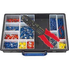 Kabelschuh-Sortiment,isoliert,500-tlg. mit Zange 1916-041,isolierte Kabelschuhe