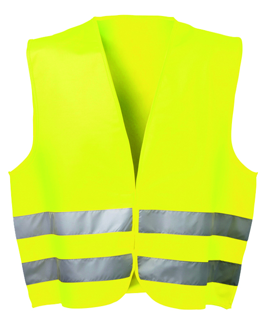 Warnschutzweste gelb EN471, Gr. XL mit Logo "Mayer & Co", 2 Reflexstreifen
