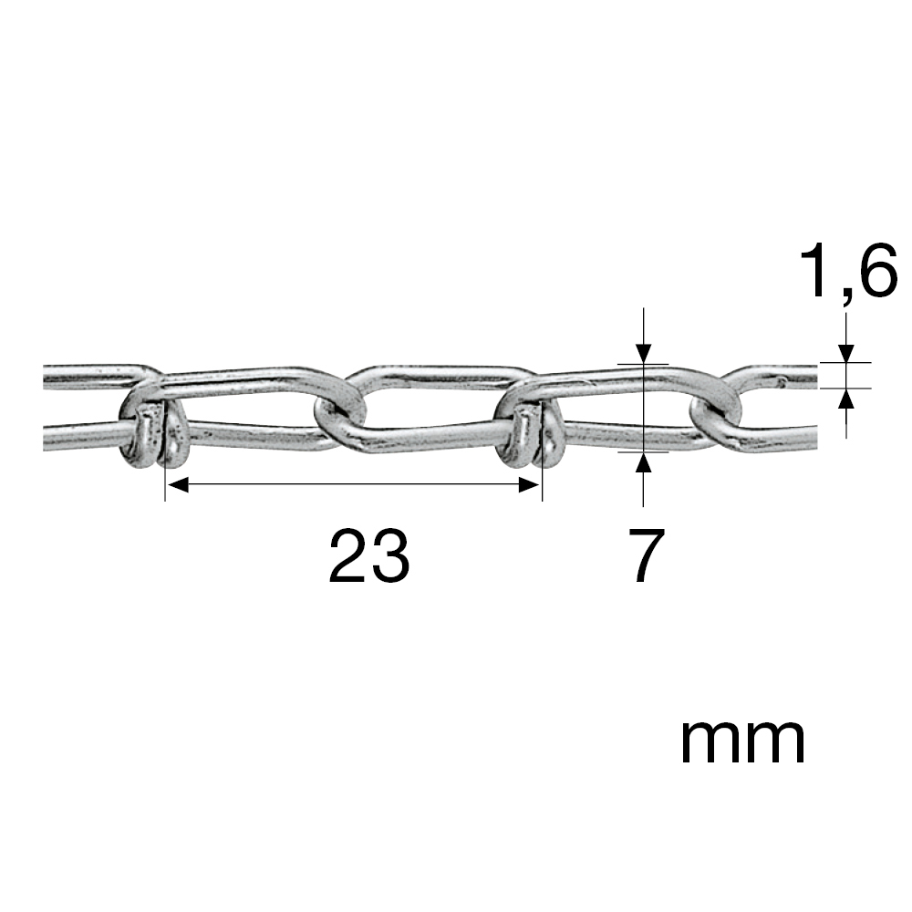 Knotenkette - 1,6mm/verzinkt 30m/Bund