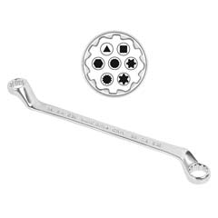 Doppel-Ringschlüssel 6x7+15/64x9/32" +E8,verchromt,12-Kant,tief gekröpft