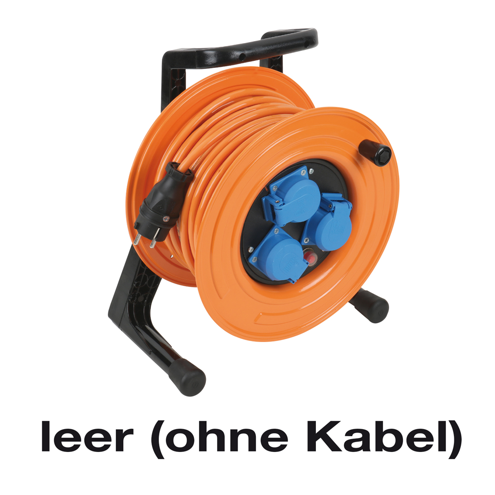 Kabeltrommel,leer,230V/16A,3x230V/16A IP44,Thermoschutz,Stahlblech
