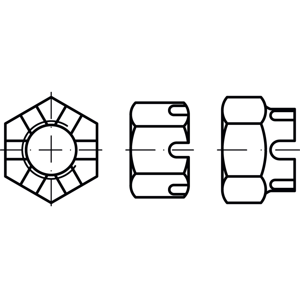 Kronenmuttern DIN 935 -1 10 M 24 BLANK UNVEREDELT VE=25