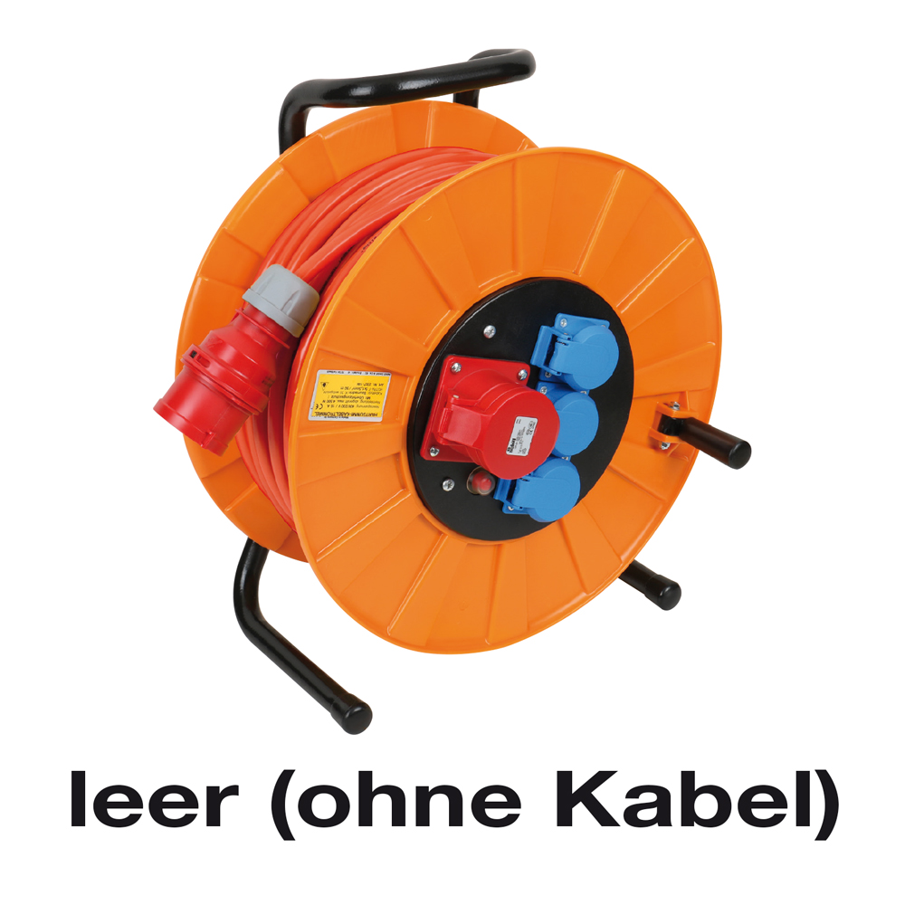 Kabeltrommel,leer,400/230V/16A,60m 1x400/3x230V/16A,IP44,Thermoschutz