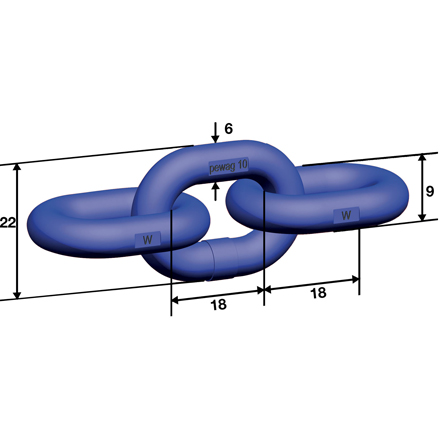 1m Kette Nicralloy G10/6mm - 1,4t Güteklasse 10 - hochfest,nach EN 818-2