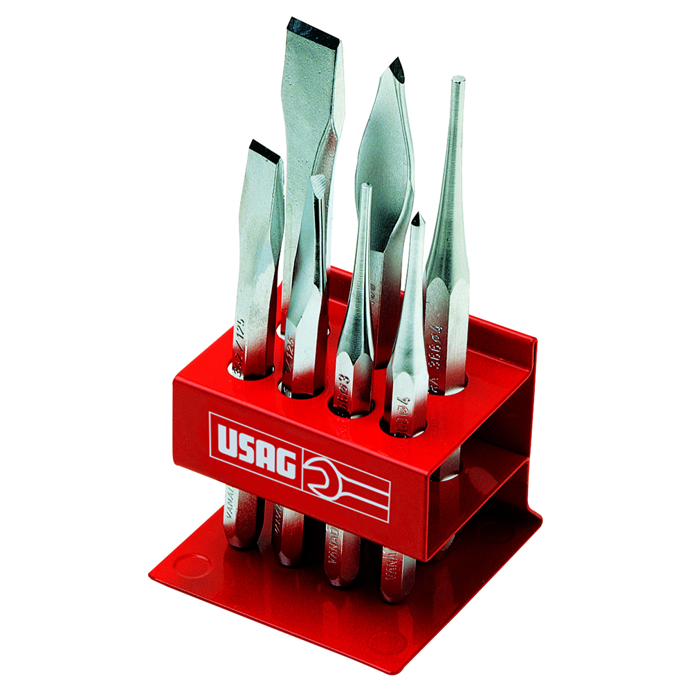 Meißel Werkzeugsatz U372/S 7-teilig Vanadium-USAG-Extra,Metallständer