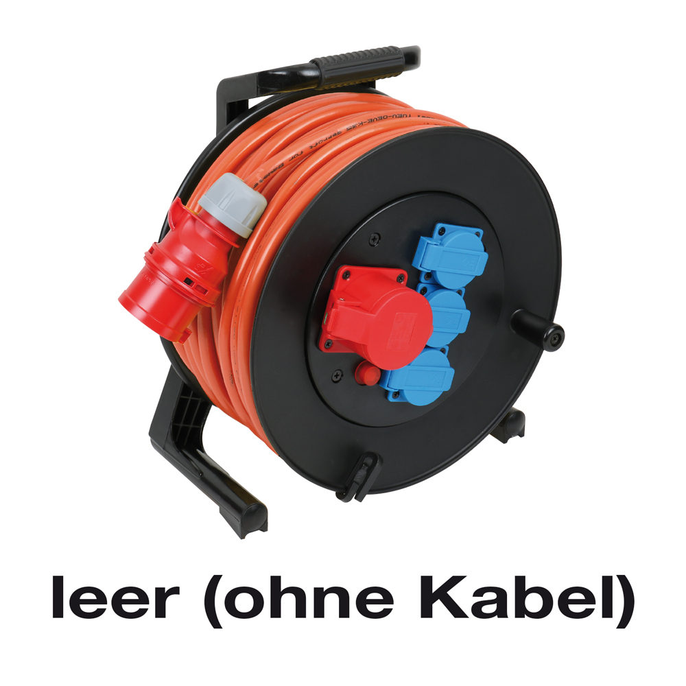 Kabeltrommel,leer,400/230V/16A,40m 1x400/3x230V/16A,IP44,Thermoschutz