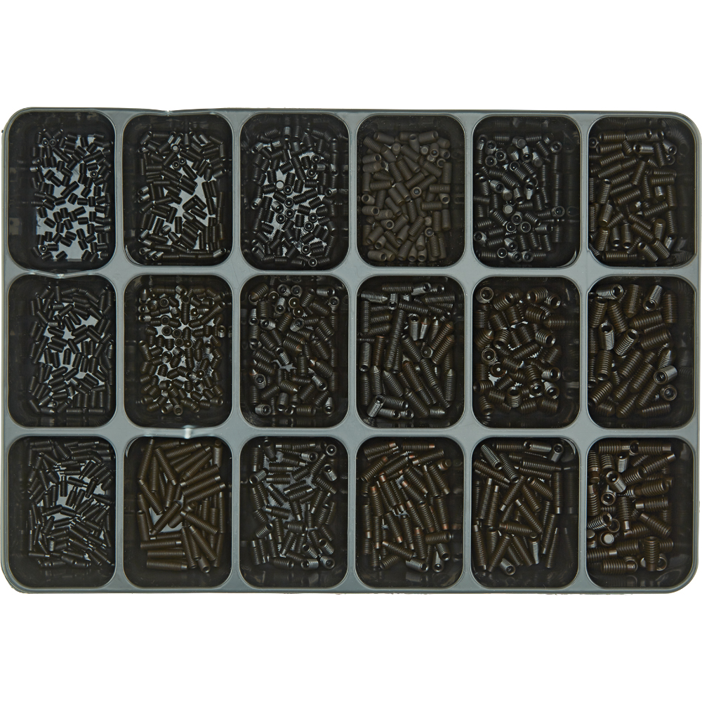 SPIRAL Sortimentkoffer 1.450-teilig Gewindestifte DIN 913/914/915 45H blank