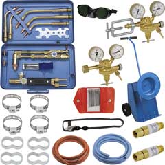 Schweissgarnitur in 10l Flaschen-Wagen ohne Flaschen,komplett mit Schläuchen