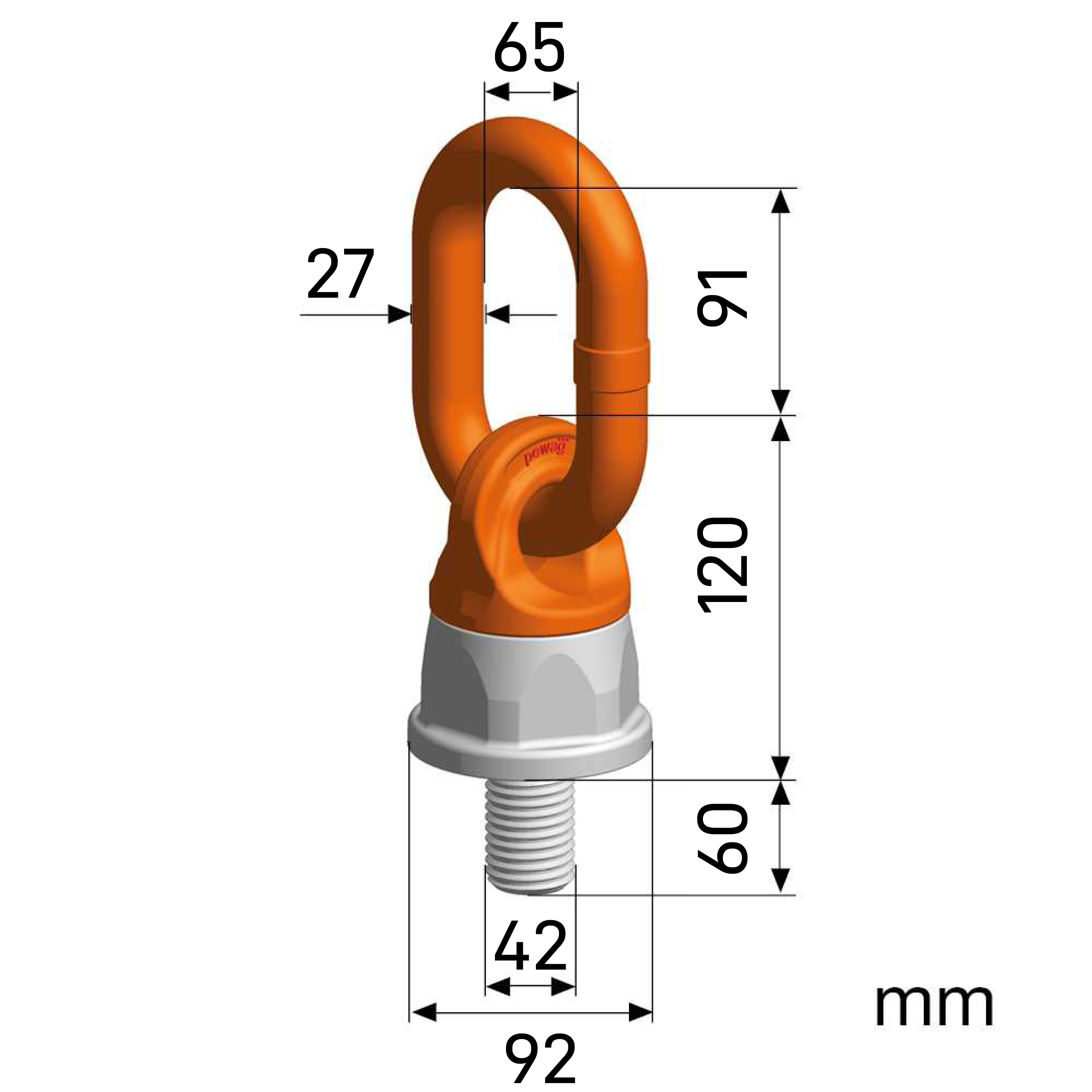 Anschlagpunkt Nicralloy PLD 10,0t - M42 unter Last drehbar