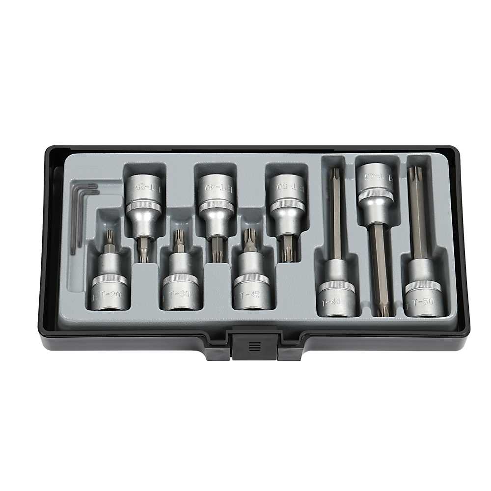 Nuss-Box TORX-1 11-teilig TX10-50 für Torx-Schrauben,1/2",4-Kant,CV-Qualität