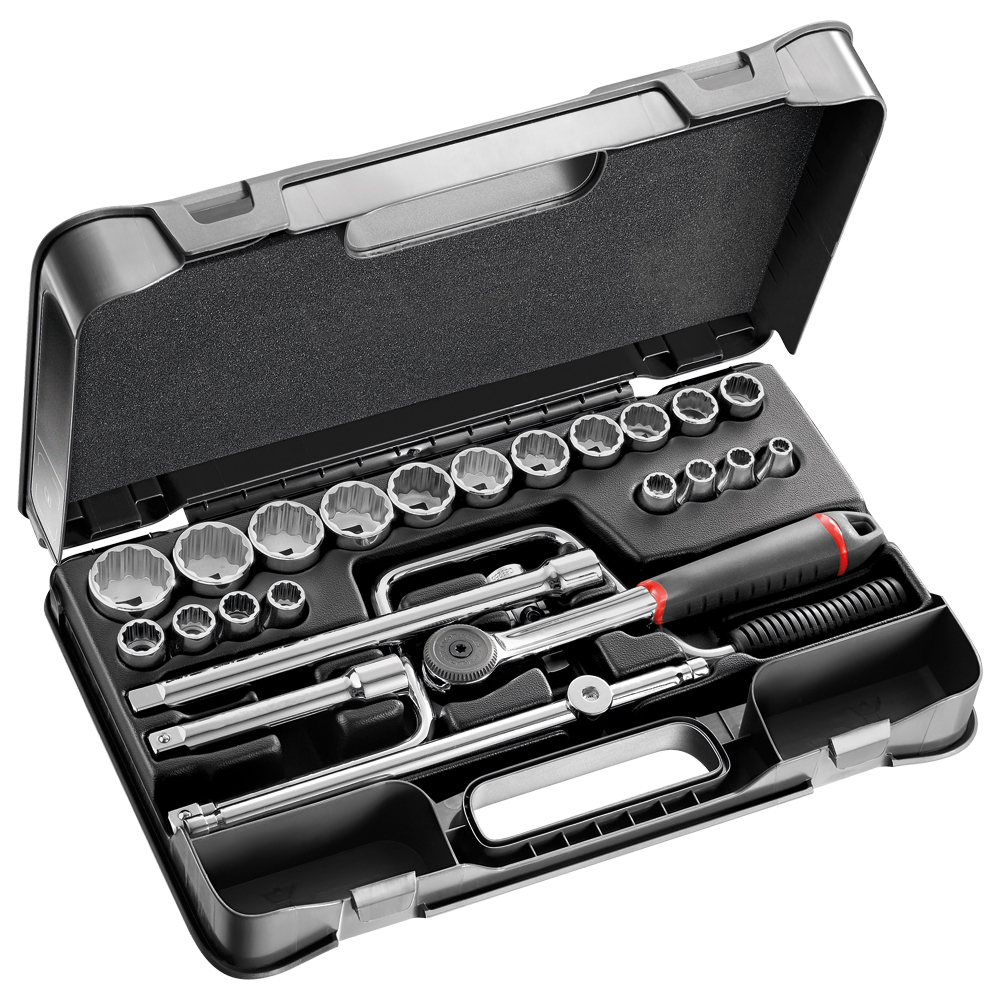 Kombi-Nuß-Satz U607 1/2" EA,25-teilig 12kant,Vanadium-USAG-Extra