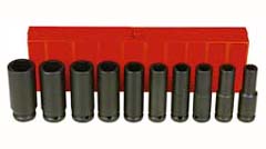 Lang-Schlagnuss-Kassette 1/2" 10teilig 10-24mm Sonderlegierung,tief gestaucht