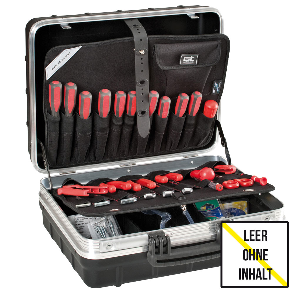 PP-E-Koffer A 465x352x215mm,Alu Rahmen,Schnappschloss,2Tafeln,flex.Aufn.