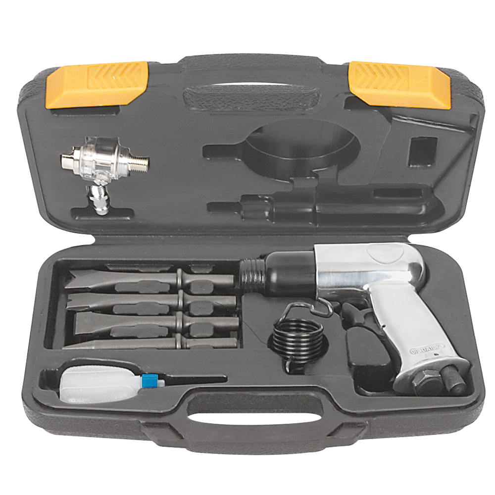Preßluft-Meißelhammer-Set POWER,mit 4 Meißeln,Ölkanne,Miniöler