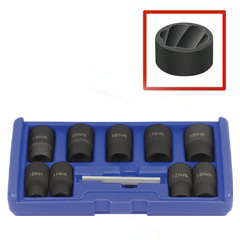 Rettungs-Schlagnuss-Satz 1/2" 10-teilig SW10-19mm+Austreibdorn,CrV-Mo,in Box