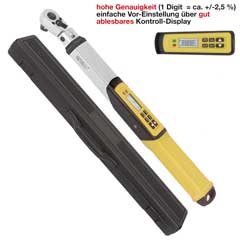Drehmomentschlüssel DIGITAL 20 bis 200Nm re+li,Gelenkknarrenkopf,1/2",in Box