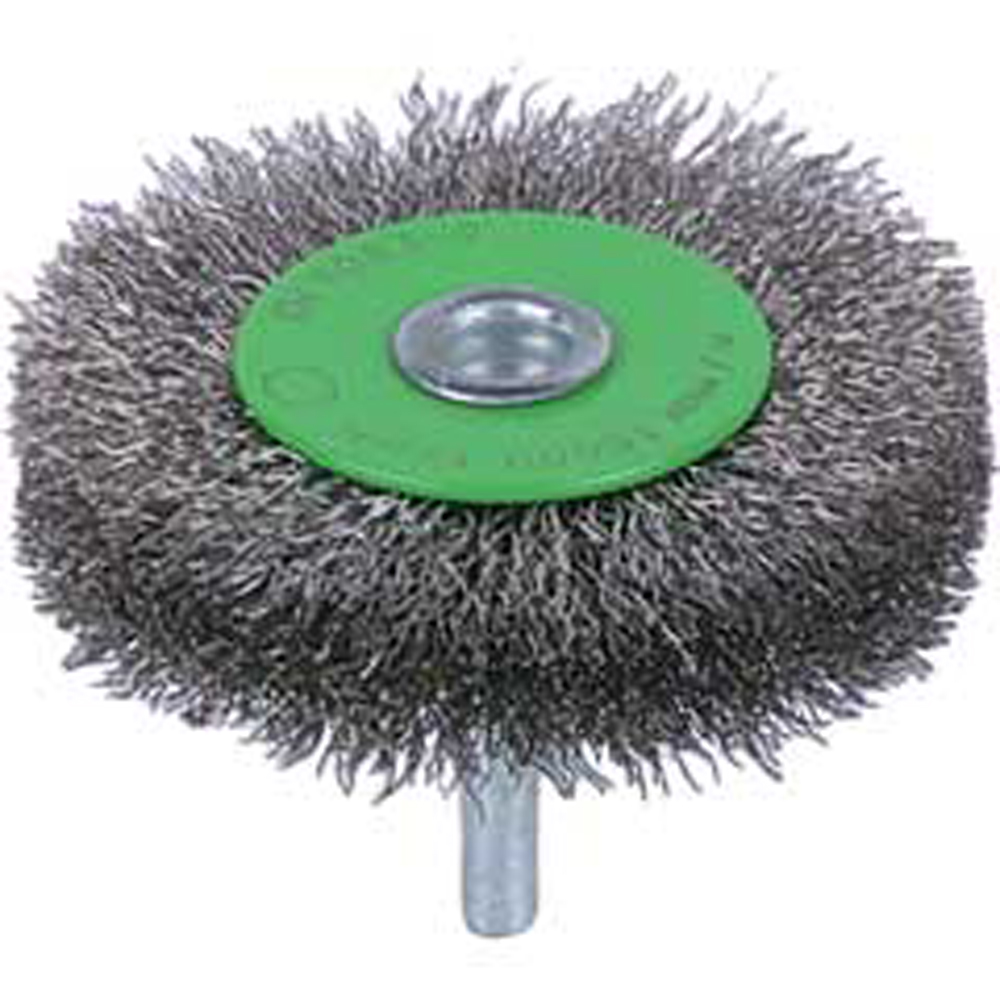 Rundbürste INOX 100x10 0,20mm rostfreier Stahldraht gewellt,mit 6mm Schaft