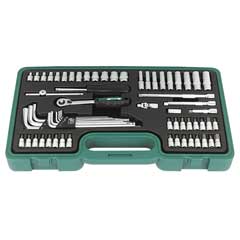 Stecknusskassette 1/4",63-teilig,4-14mm 6-Kant,Chrom-Vanadium,PVC-Box