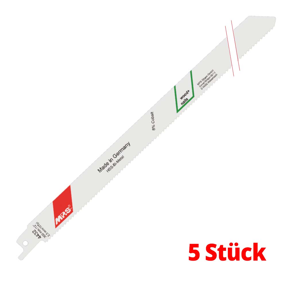 5 Stück Stichsägeblatt 300/ZT 2,5mm für Reciprosägen