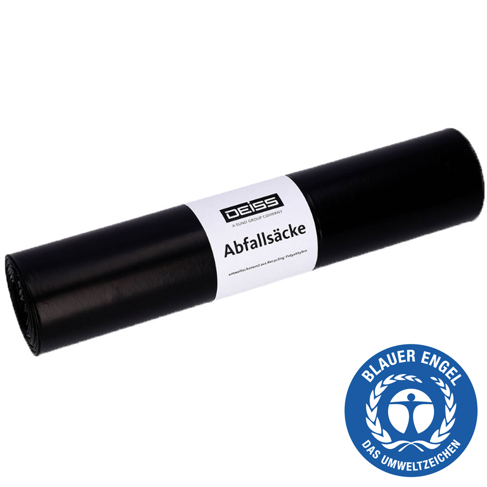 Müllsäcke 120l,schwarz,700x1100mm 25 Stück/Rolle, 31µm, LDPE; blauer Engel