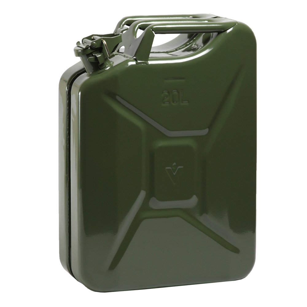 Kraftstoff-Kanister 20 Liter,olivgrün aus Stahlblech,mit TÜV/UN Zulassung