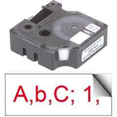 Thermoband rot-weiß 12mm,7m lang,in Kassette,für Dymo-Geräte