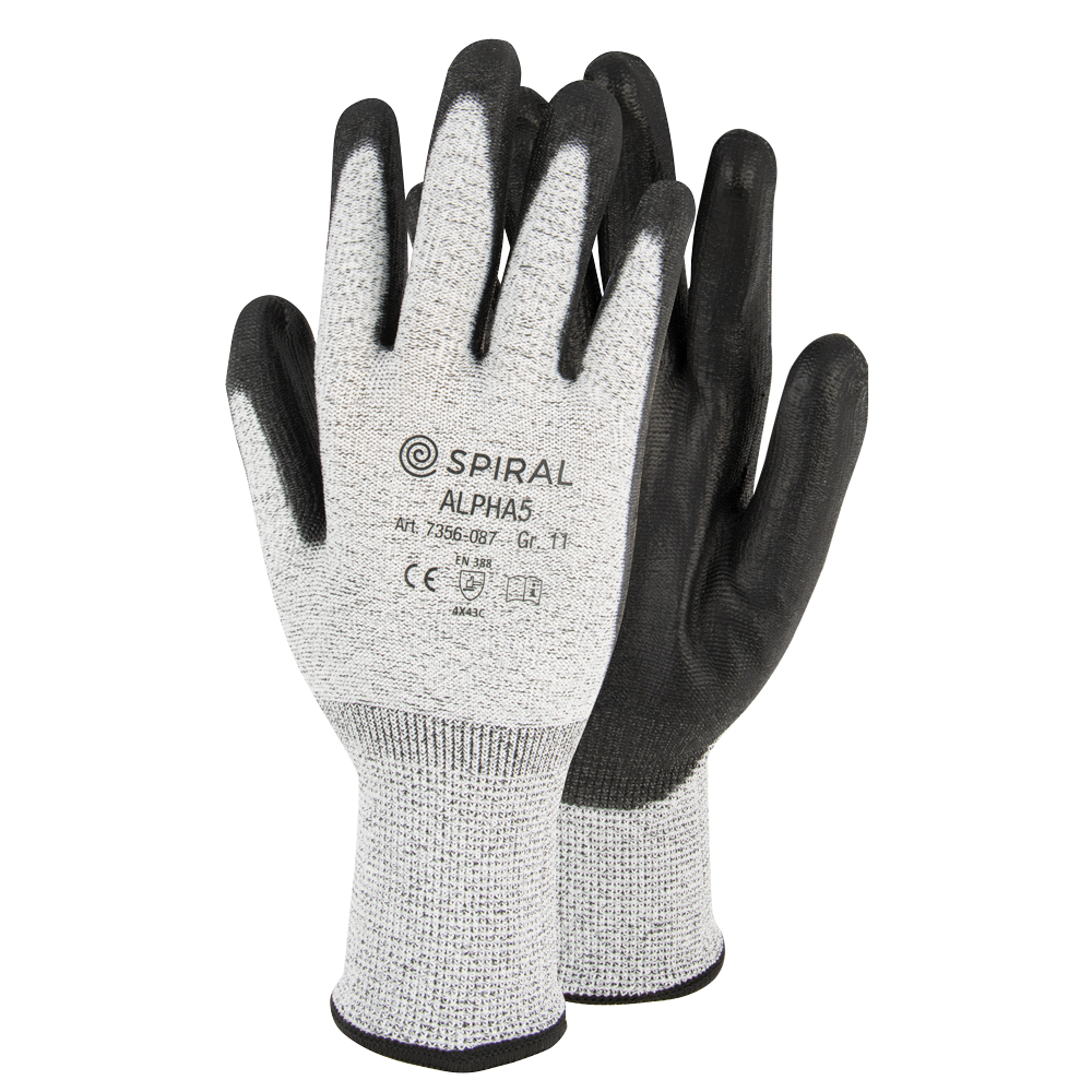 Schnittschutzhands. Spiral ALPHA 5 Gr.7 EN 388 4.X.4.3.C CE Cat.II PU beschicht.