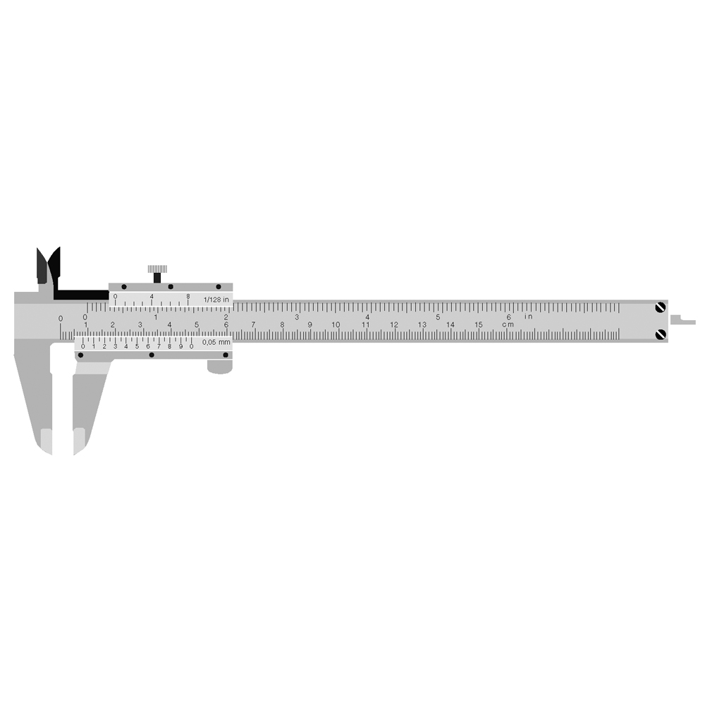 Tasch.schiebel.155mm,Feststell schr., 1/20 Nonius,verchromt,Inox,Zoll+metri