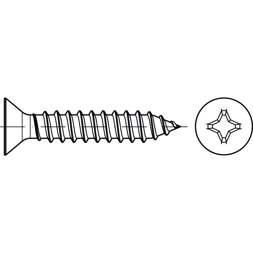 Blechschrauben DIN 7982 A2 3,9 x 60 ROSTFREI MIT SPITZE PHILLIPS VE=500