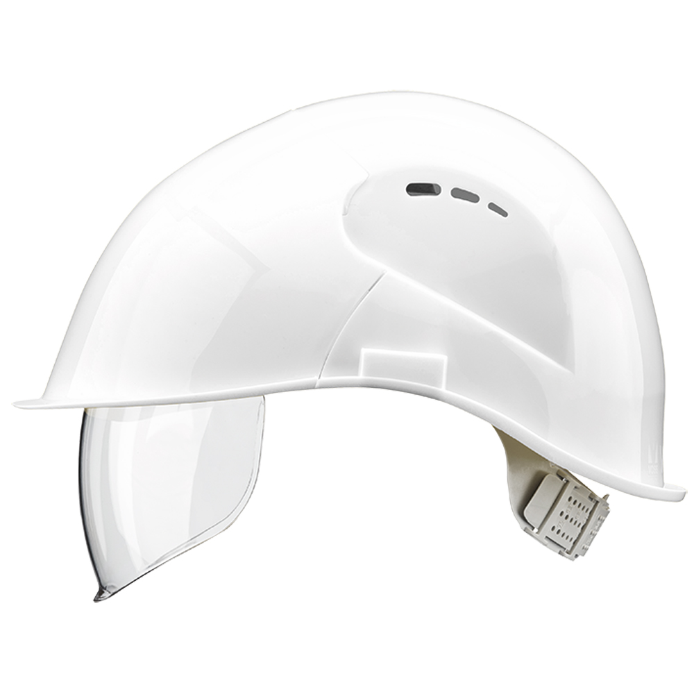 Visier-Schutzhelm PE, weiß, EN 397 6-Pkt.Gurtband, Visier EN 166