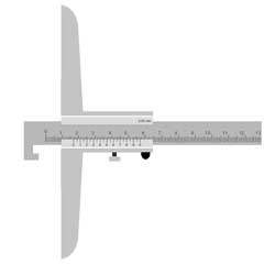 Tiefenmaß 500mm,blank,mit Haken,1/20 Nonius,Brücken-Breite:160mm