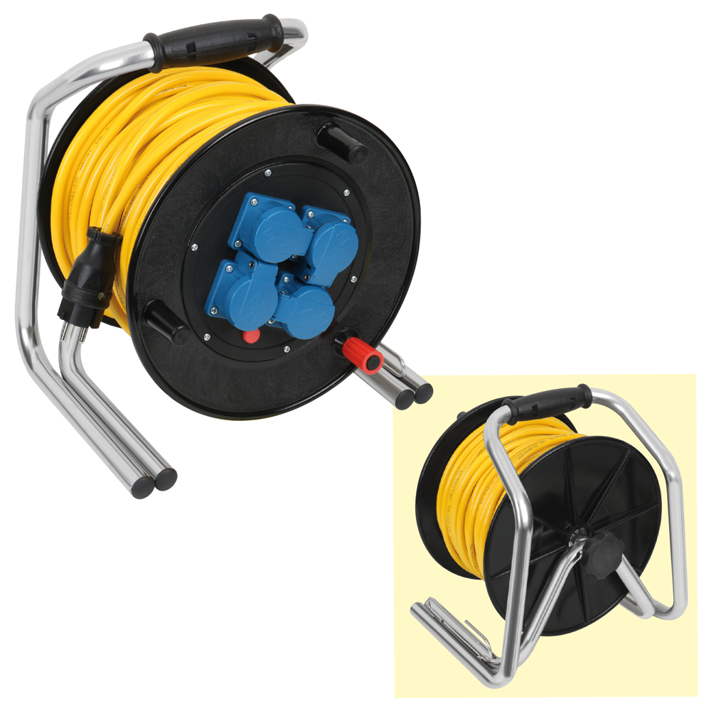 Leitungsroller 230V/16A,50m 3x2,5mm² Baurobust K35,4x230V,IP44,Hartgummi