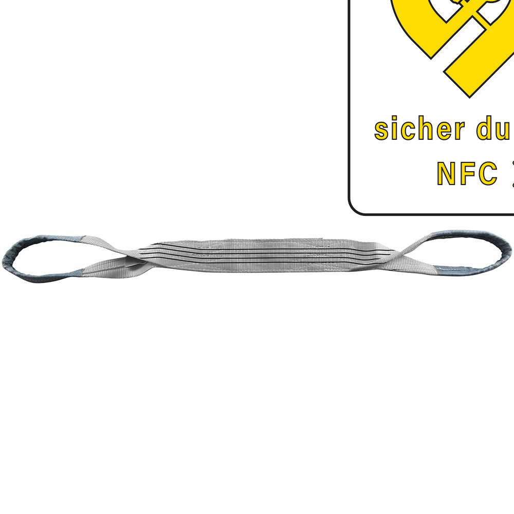 Hebeband RFID grau,120x2000/WLL 4t Form B2,verst. Endschlaufen,EN 1492-1