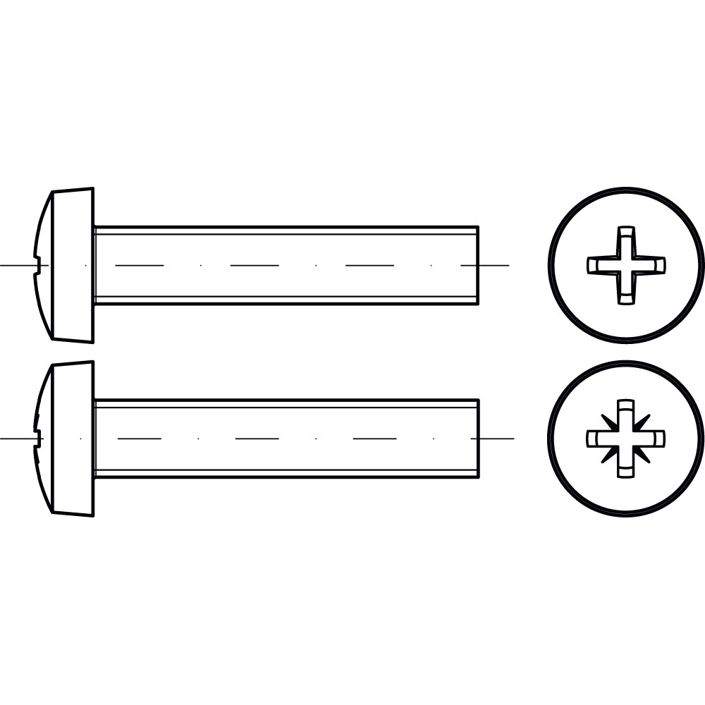 Linsenschraube DIN 7985 A2 M 6 x 30 ROSTBESTÄNDIG PHILLIPS VE=200