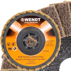 Vlies-Fächerschleifscheibe coarse 125x 22,2mm,zum Mattieren und Reinigen,braun