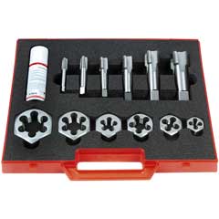 Rohrgewindeschneidkassette G 1/8"- G1" 13-tlg.,Gewindebohrer und Schneideisen
