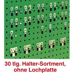 Haltersortiment 30-teilig,PERFO,mit vielen Doppelhaken