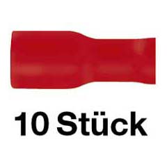 10 Stk.Flachsteckhülse 6,3 rot isoliert für Kabel 0,5-1,0mm²