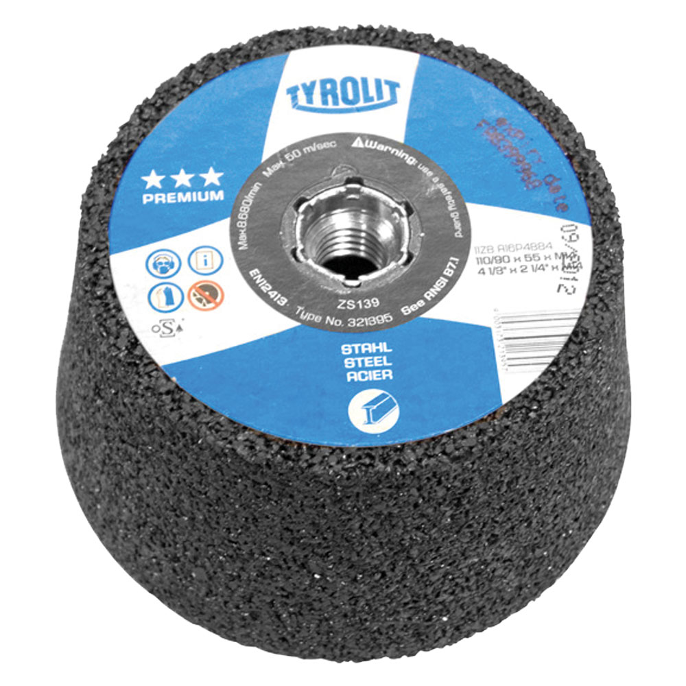 Schleiftopf Kunstharz 110/90x55xM14mm A 16 P4 B84 PREMIUM Stahl