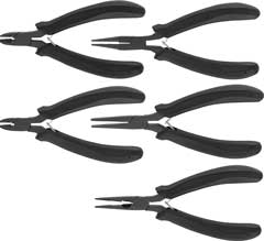 Elektronikzangen-Set CLASSIC 5-teilig brüniert,in Rolltasche