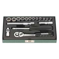 6-Kant-Nusskassette 18-teilig 1/4 Zoll 4-14mm, CV,mit Kantenschutz-Nüssen